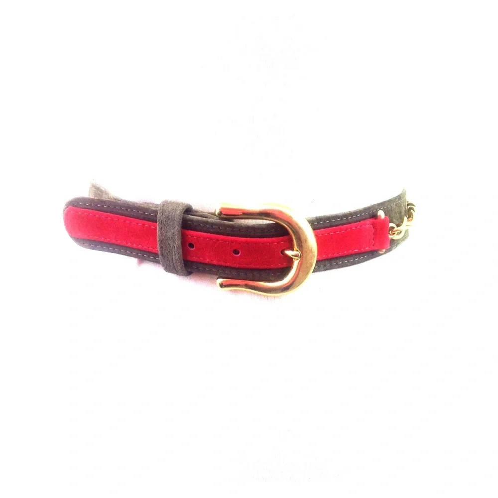 Vintage Carlisle Army Green Red Belt Suede Link